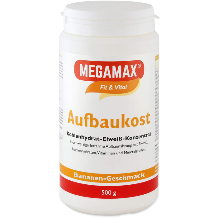 MEGAMAX Fit & Vital Aufbaukost Kohlenhydrat-Eiweiß-Konzentrat Bananen-Geschmack, 500 g Poudre