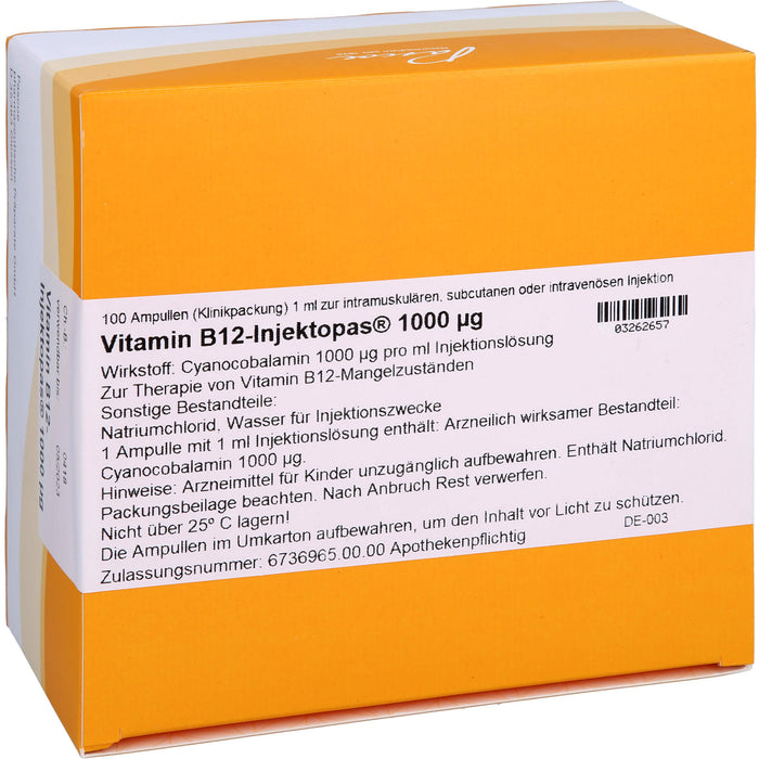 Vitamin B12-Injektopas 1000 µg, 100X1 ml ILO