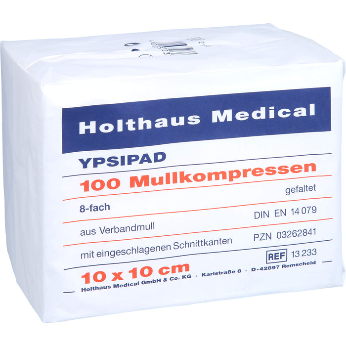 Mullkompressen 8-fach unsteril YPSIPAD 10x10cm, 100 St KOM