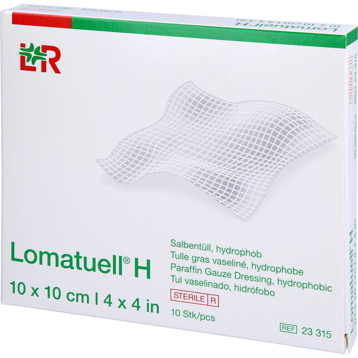 Lomatuell H 10 cm x 10 cm sterile Salbentüll, 10 pc pansement