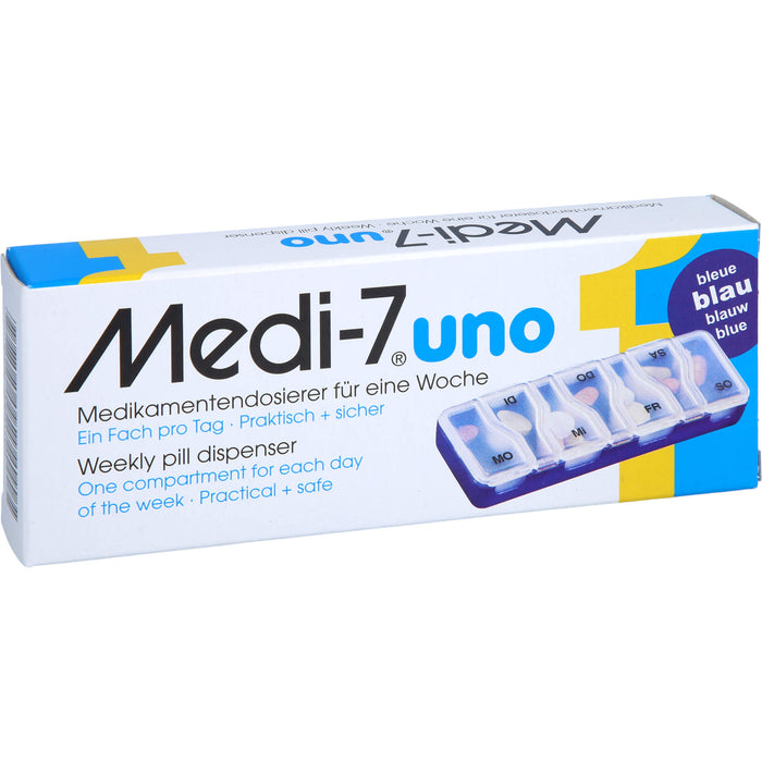 Medi-7 uno Medikamentendosierer für eine Woche blau, 1 pc Boîte