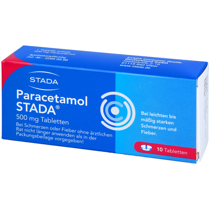 Paracetamol STADA Tabletten bei Schmerzen und Fieber, 10 St. Tabletten