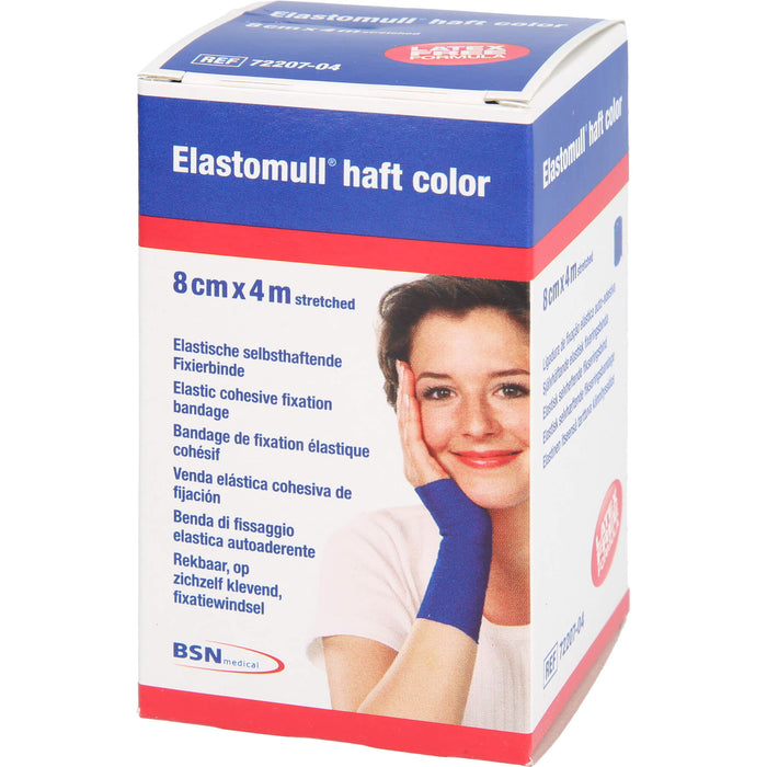 Elastomull haft 4mx8cm color blau, 1 St. Binde