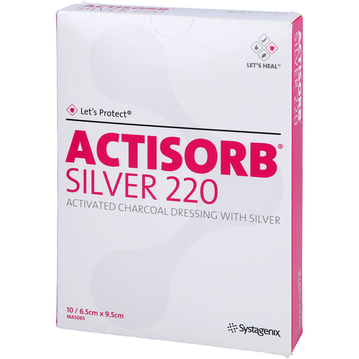 ACTISORB Silver 220 6,5 cm x 9,5 cm sterile Kompressen Reimport EMRAmed, 10 pcs. Compresses