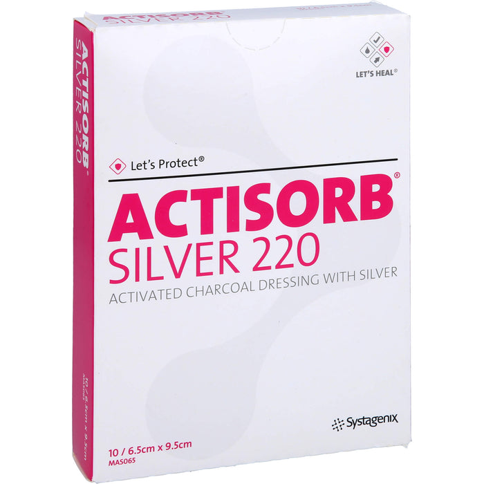 ACTISORB Silver 220 6,5 cm x 9,5 cm sterile Kompressen Reimport EMRAmed, 10 pc Compresses