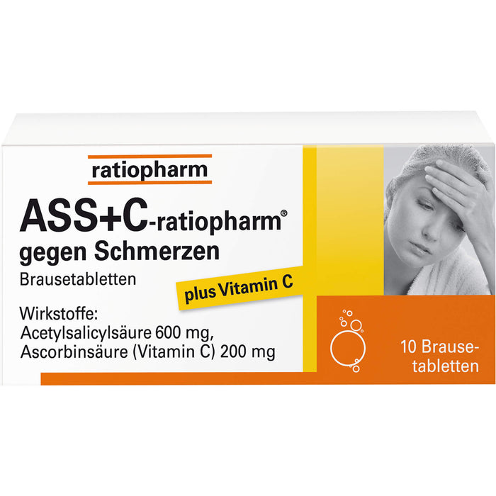 ASS + C-ratiopharm gegen Schmerzen Brausetabletten, 10 pcs. Tablets