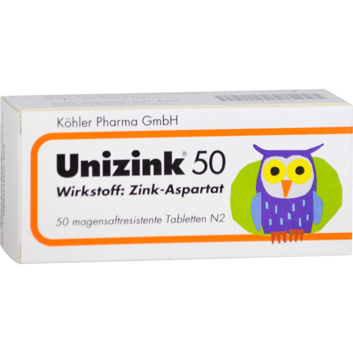 Unizink 50 mg magensaftresistente Tabletten, 50 pcs. Tablets