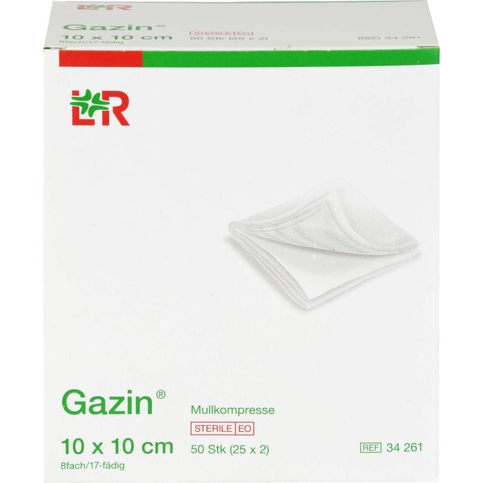 Gazin steril 10 x 10 cm 8 fach Mullkompressen, 50 pcs. Compresses