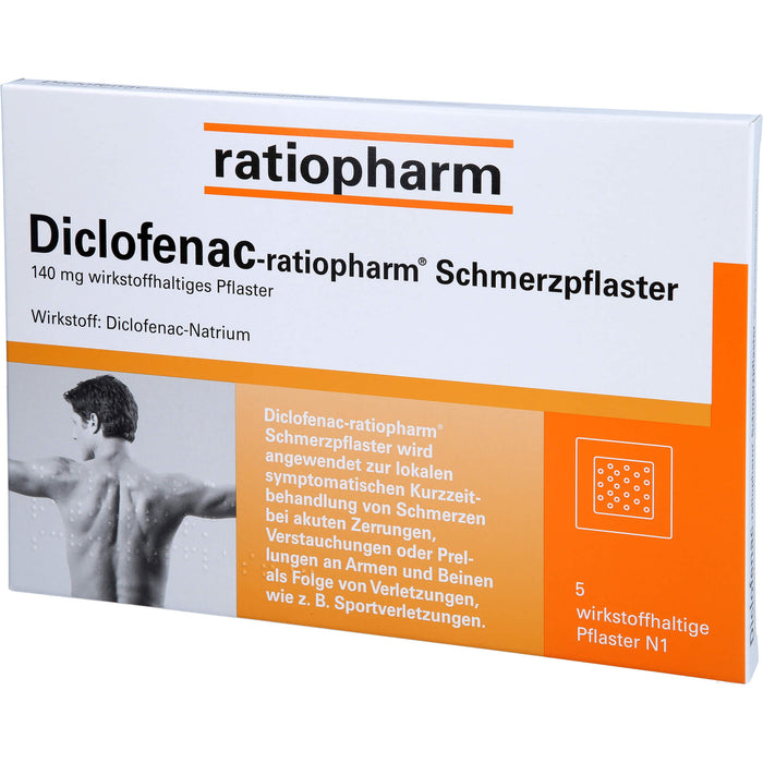 Diclofenac-ratiopharm Schmerzpflaster, 140 mg wirkstoffhaltiges Pflaster, 5 St. Pflaster