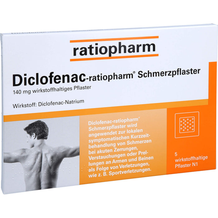 Diclofenac-ratiopharm Schmerzpflaster, 140 mg wirkstoffhaltiges Pflaster, 5 pcs. Patch