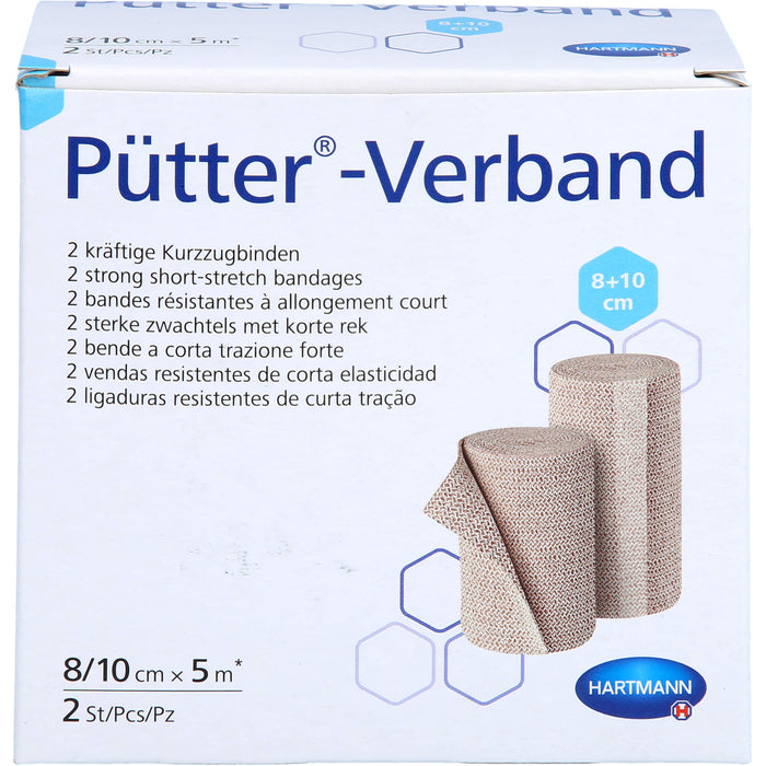 Pütter-Verband kräftige Kurzzugbinden 8 - 10 cm x 5 m, 2 St. Packung