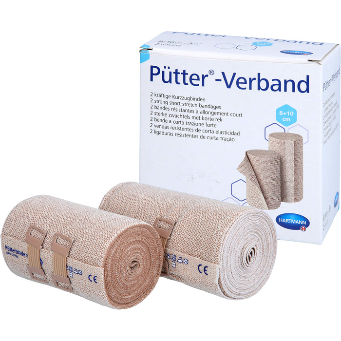 Pütter-Verband kräftige Kurzzugbinden 8 - 10 cm x 5 m, 2 St. Packung