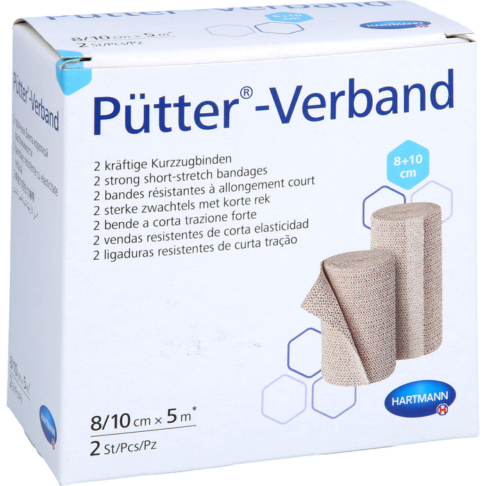 Pütter-Verband kräftige Kurzzugbinden 8 - 10 cm x 5 m, 2 pc Paquet