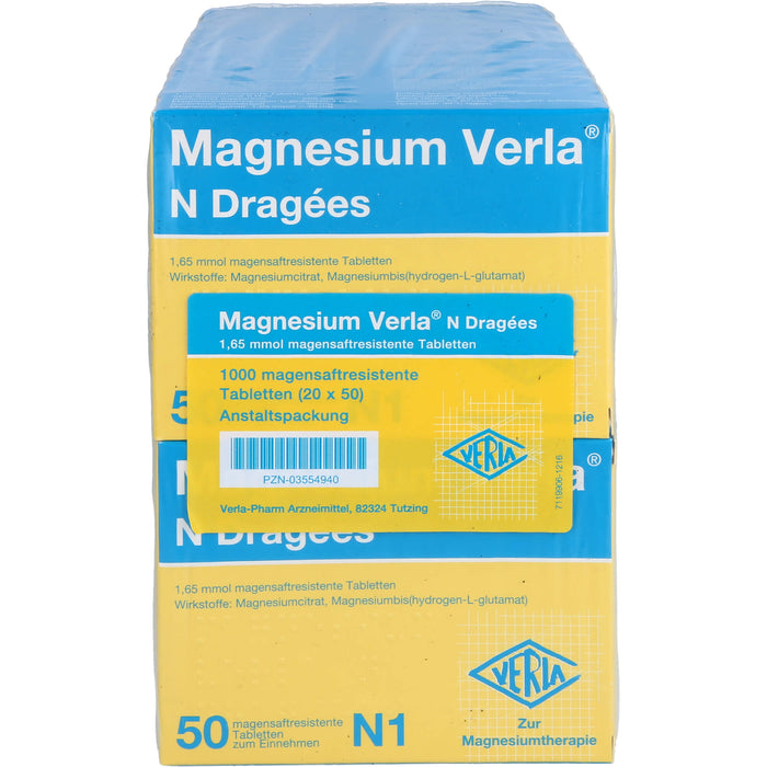 Magnesium Verla N Dragées, magensaftresistente Tabletten, 20X50 St TMR