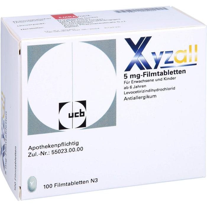 Xyzall 5 mg Emra Filmtabletten bei Allergien, 100 St. Tabletten