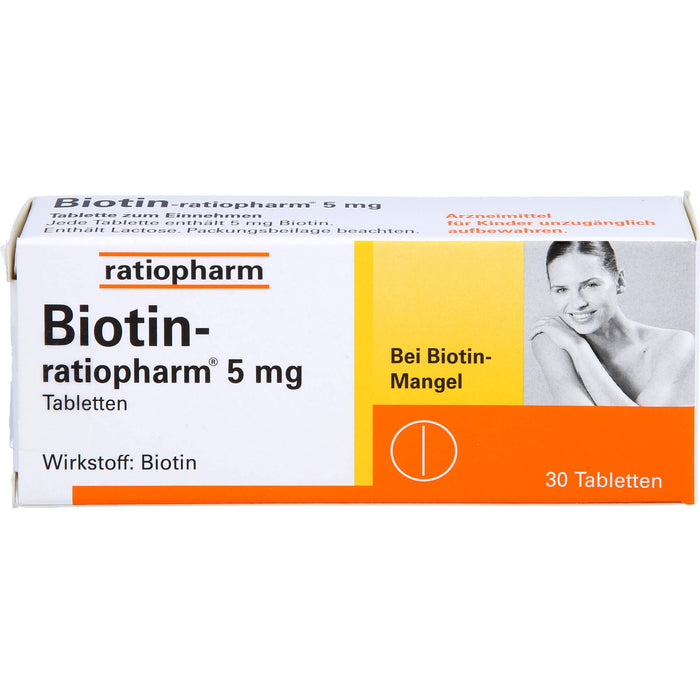 Biotin-ratiopharm 5 mg Tabletten bei Biotin-Mangel, 30 St. Tabletten