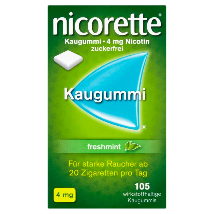 nicorette Kaugummi 4 mg Nicotin zuckerfrei freshmint für starke Raucher, 105 St. Kaugummi