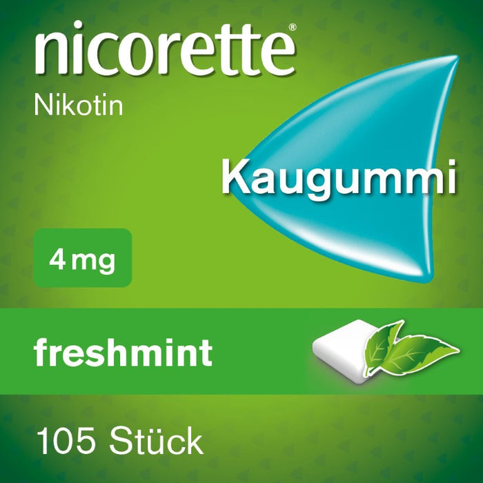 nicorette Kaugummi 4 mg Nicotin zuckerfrei freshmint für starke Raucher, 105 St. Kaugummi