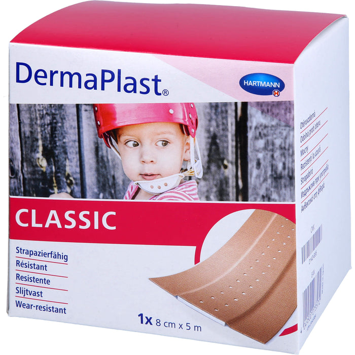 DermaPlast classic 8 cm x 5 m strapazierfähiges Wundpflaster, 1 pcs. Patch