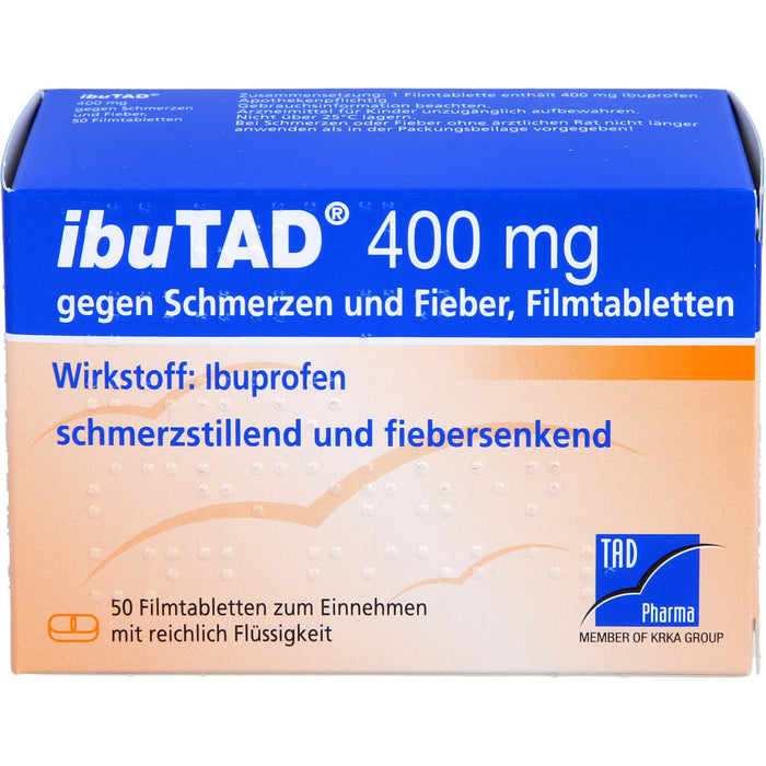 ibuTAD 400 mg Filmtabletten gegen Schmerzen und Fieber, 50 pcs. Tablets