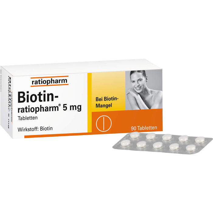 Biotin-ratiopharm 5 mg Tabletten bei Biotin-Mangel, 90 St. Tabletten