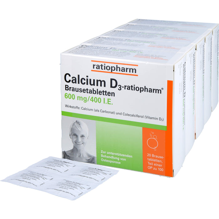 Calcium D3-ratiopharm Brausetabletten bei Osteoporose, 100 pc Tablettes