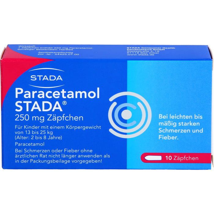 Paracetamol STADA 250 mg Zäpfchen, 10 St. Zäpfchen