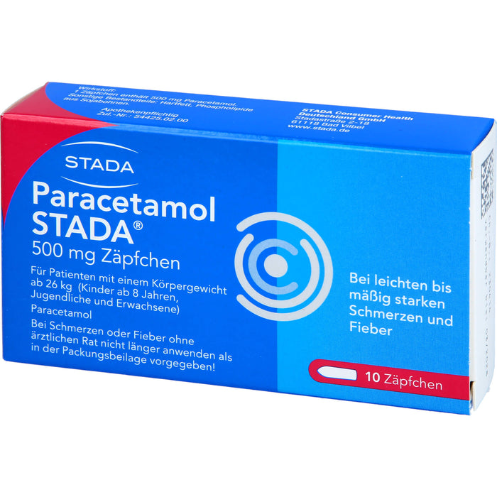 Paracetamol STADA 500 mg Zäpfchen bei Schmerzen und Fieber, 10 pcs. Suppositories