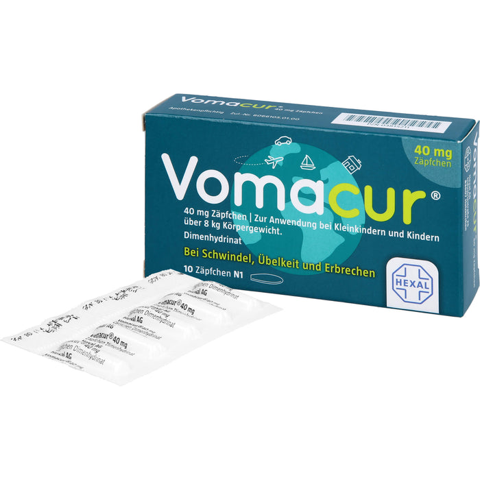 Vomacur 40 mg Zäpfchen, 10 St. Zäpfchen