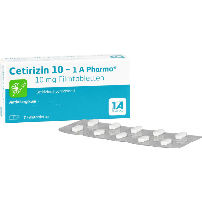 1 A Pharma Cetirizin 10 mg Filmtabletten bei Allergien, 7 pc Tablettes