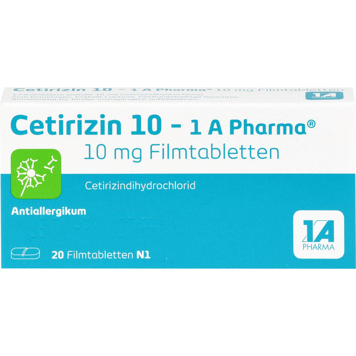 Cetirizin 10 - 1 A Pharma Filmtabletten Antiallergikum, 20 pcs. Tablets