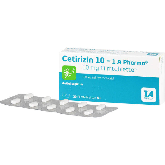 Cetirizin 10 - 1 A Pharma Filmtabletten Antiallergikum, 20 pc Tablettes