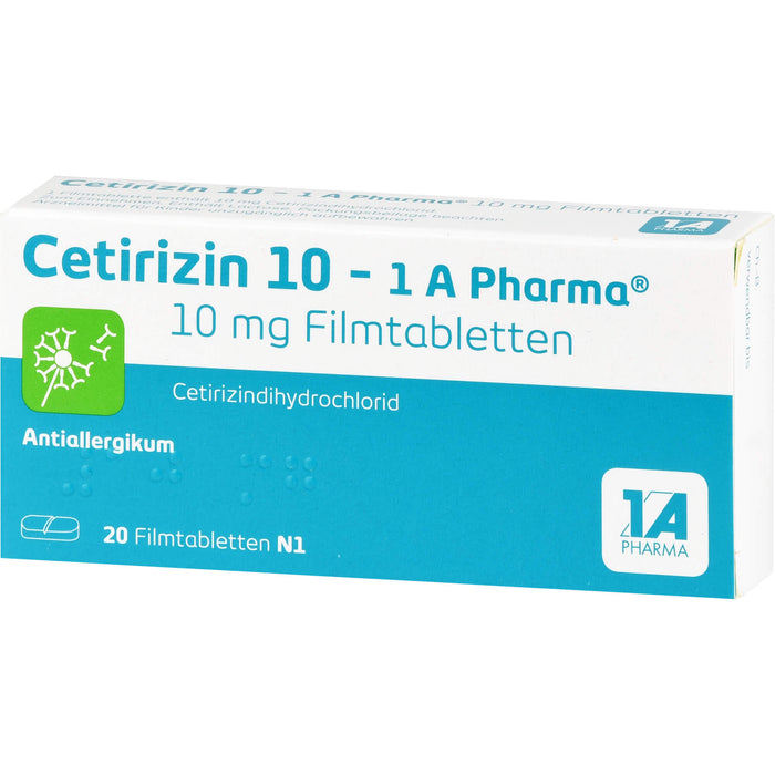 Cetirizin 10 - 1 A Pharma Filmtabletten Antiallergikum, 20 pcs. Tablets