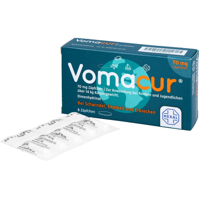 Vomacur 70 mg Zäpfchen, 5 pc Suppositoires