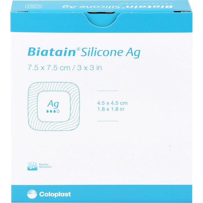 Biatain Silicone Ag Schaumverband mit Silber 7,5 cm x 7,5 cm, 5 St. Wundauflagen