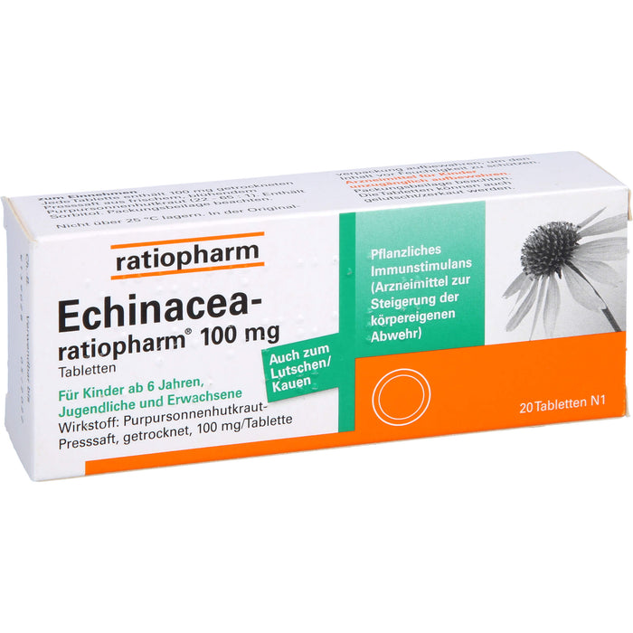 Echinacea-ratiopharm 100 mg Tabletten pflanzliches Immunstimulanz, 20 St. Tabletten