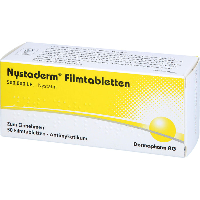 Dermapharm Nystaderm Filmtabletten bei nystatinempfindlicher Hefepilzinfektionen, 50 pcs. Tablets