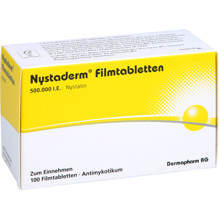 Nystaderm Filmtabletten bei nachgewiesener nystatinempfindlicher Hefepilzinfektionen, 100 pcs. Tablets