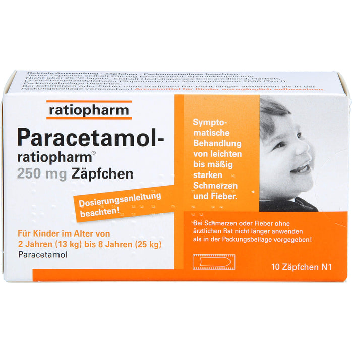 Paracetamol-ratiopharm 250 mg Zäpfchen bei Fieber und Schmerzen, 10 pc Suppositoires