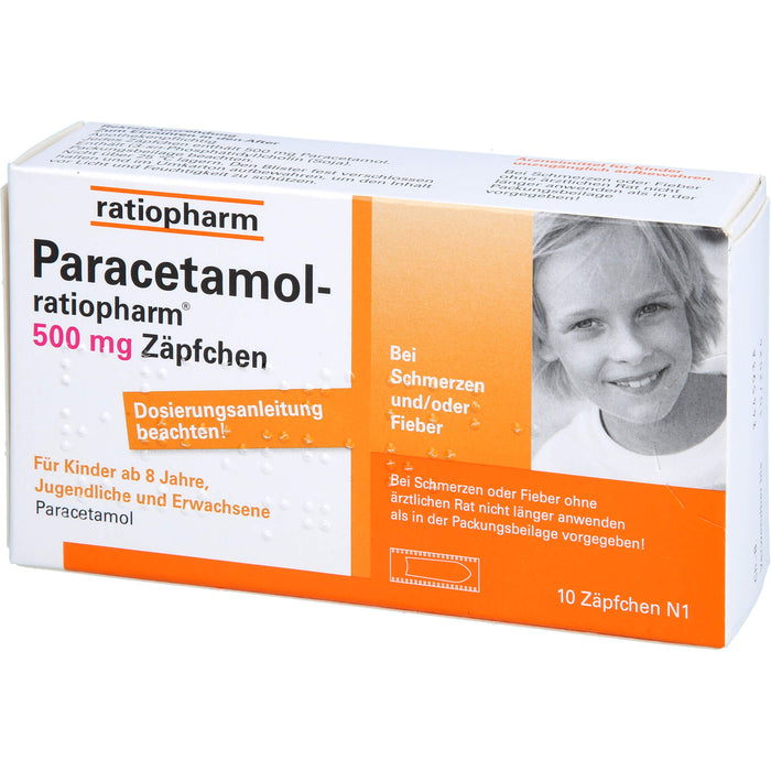 Paracetamol-ratiopharm 500 mg Zäpfchen bei Fieber und Schmerzen, 10 St. Zäpfchen