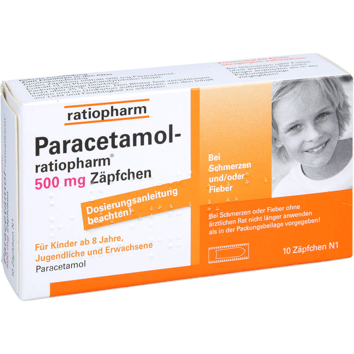 Paracetamol-ratiopharm 500 mg Zäpfchen bei Fieber und Schmerzen, 10 St. Zäpfchen