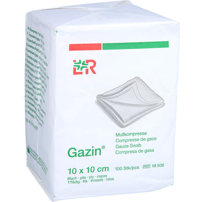 Gazin Mullkompresse 10 cm x 10 cm steril 8fach, 100 pc Compresses