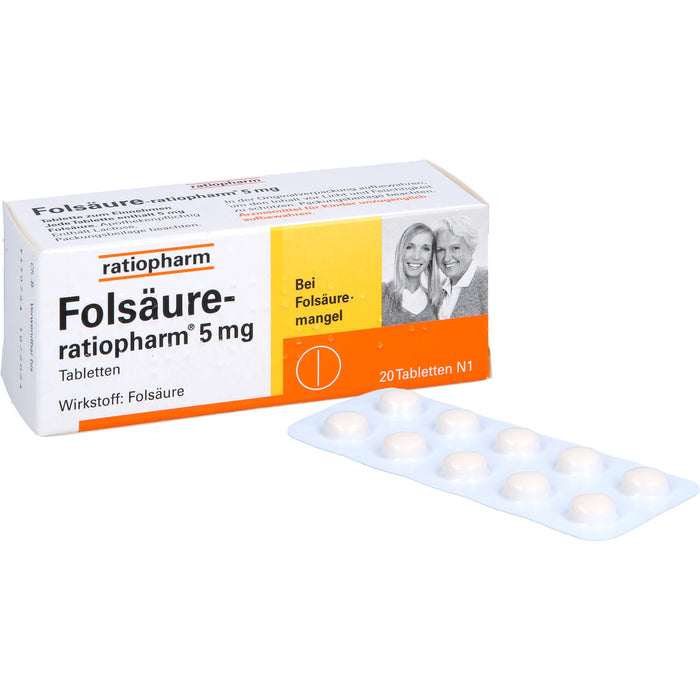 Folsäure-ratiopharm 5 mg Tbl., 20 St. Tabletten