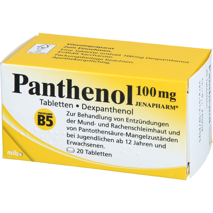 Panthenol 100 mg JENAPHARM Tabletten, 20 pc Tablettes