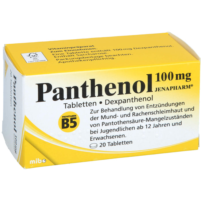 Panthenol 100 mg JENAPHARM Tabletten, 20 St. Tabletten