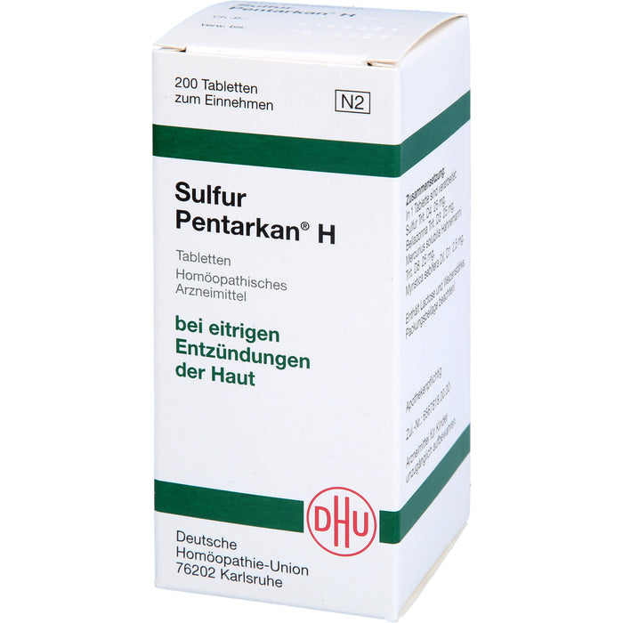 DHU Sulfur Pentarkan H Tabletten bei eitrigen Entzündungen der Haut, 200 pc Tablettes