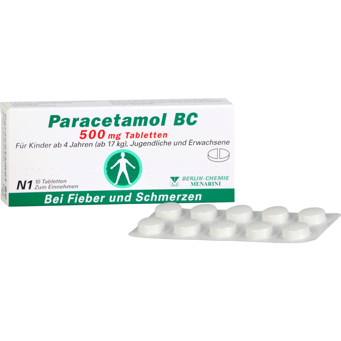 Paracetamol BC 500 mg Tabletten bei leichten bis mäßig starken Schmerzen und Fieber, 10 St. Tabletten