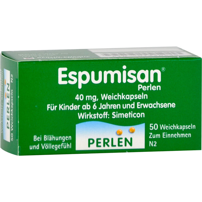 Espumisan Perlen, 40 mg, Emra Weichkapseln, 50 St WKA