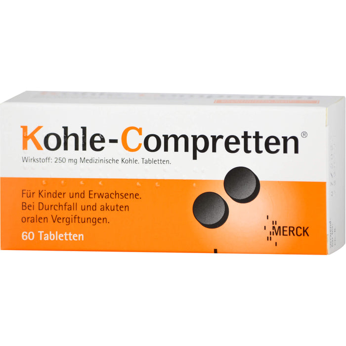 Kohle-Compretten Tabletten bei oralen Vergiftungen und Durchfall, 60 St. Tabletten