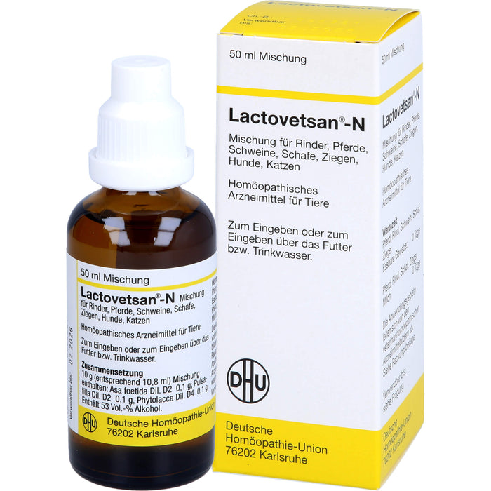 DHU Lactovetsan-N für Tiere, Rinder, Pferde, Schweine, Schafe, Ziegen, Hunde, Katzen, 50 ml Lösung